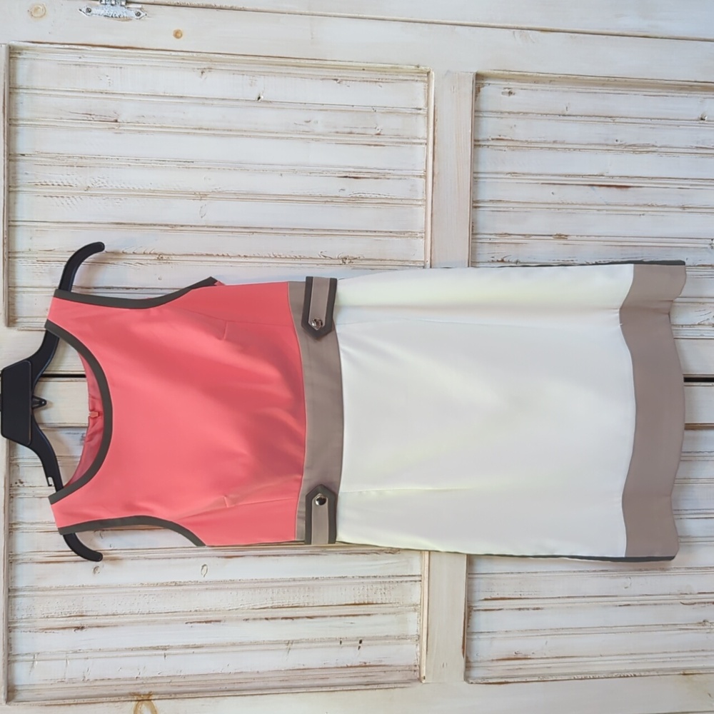 Dress Barn, color block retro '70 s sleeveless dress. 8P